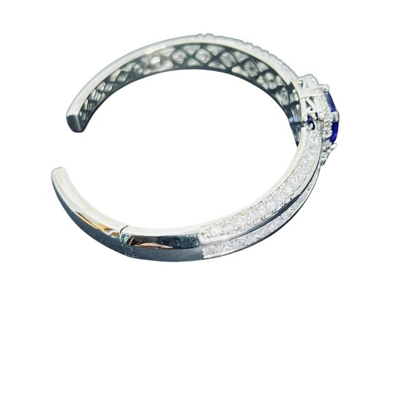 Smithsonian Bismarck Silver Tone, Sapphire And Clear Crystal Cuff Bracelet (5927 - Picture 2 of 8